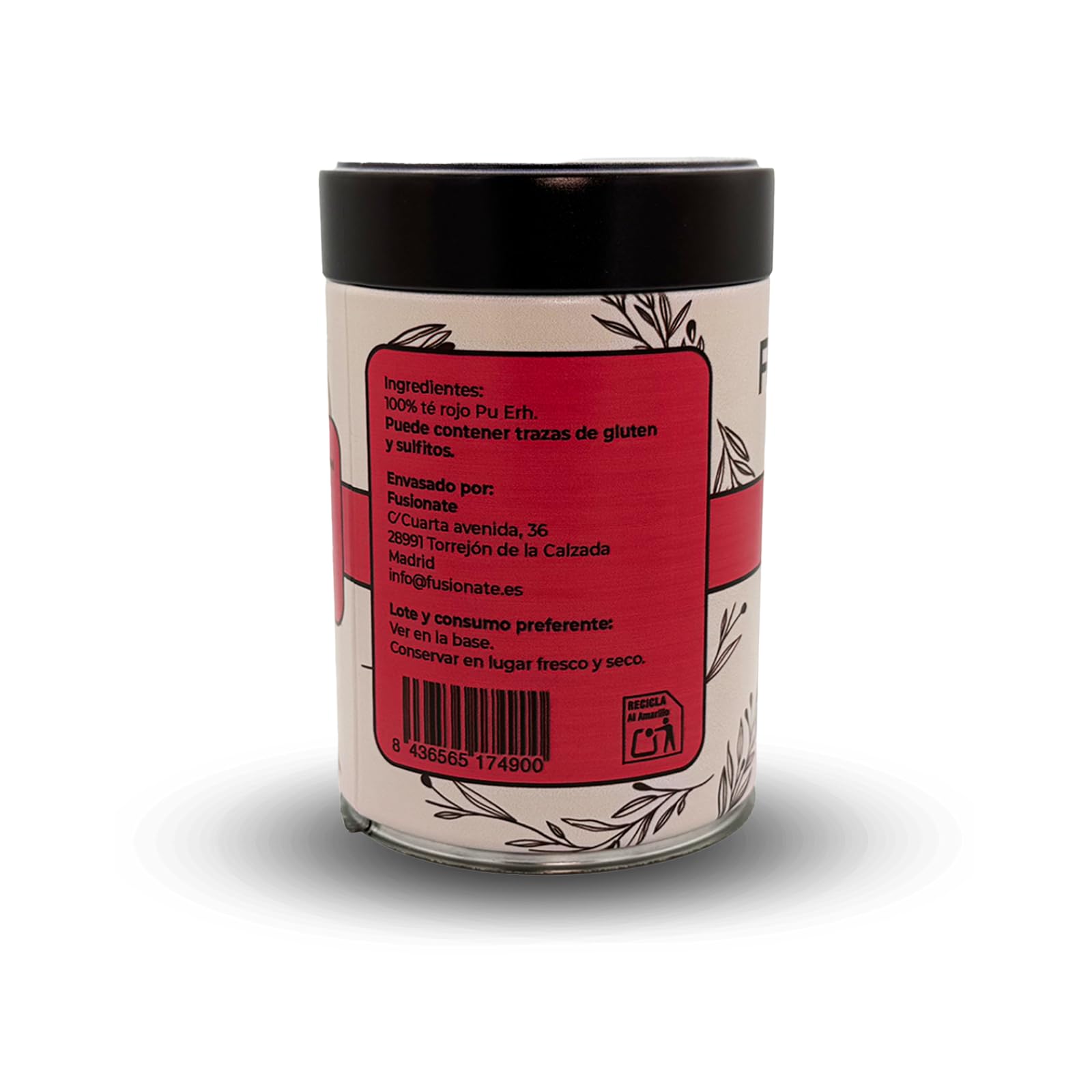 FUSIONATÉ Té Rojo Pu Erh a Granel, Lata 150 g de Té Fermentado Natural, Depurativo y Digestivo, 100% Natural, Ideal para Infusión Caliente o Fría, Té Chino Tradicional