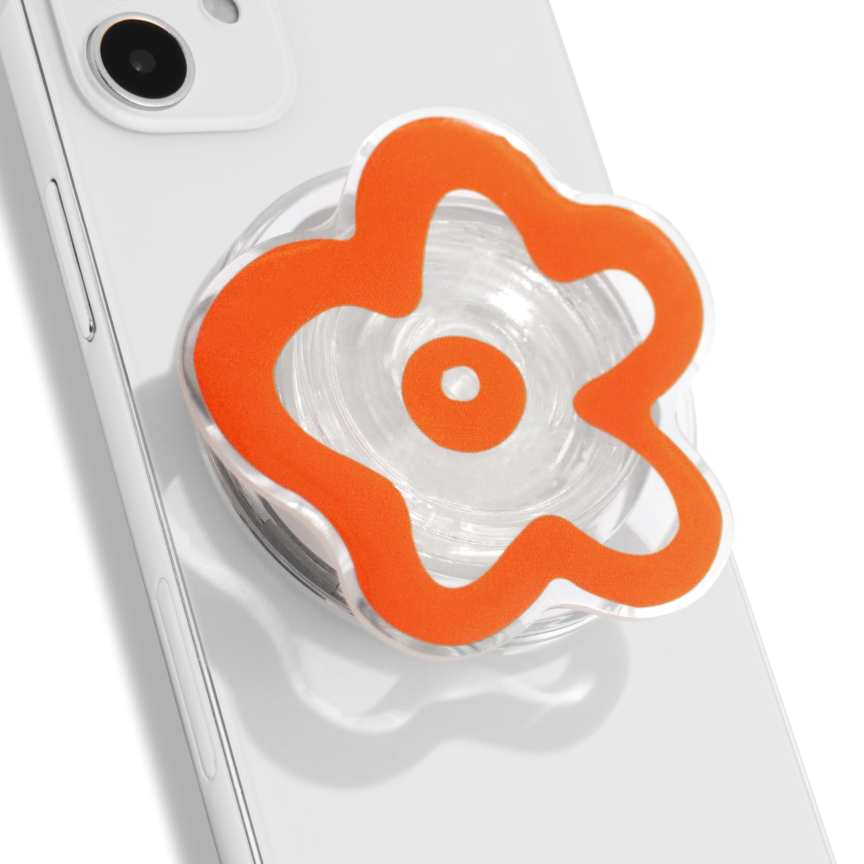 OnTheGrip Cute Transparent Daisy Flower Shape Design Mobile Phone Grip Compatible with Magsafe Multi Functional Collapsible Stand Holder for