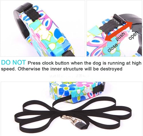 Miniatura 3 de Correa retráctil con cuerda de tracción Yueton de 16.5 pies, para mascotas como perros o gatos, correa para liderar al caminar., Rosado