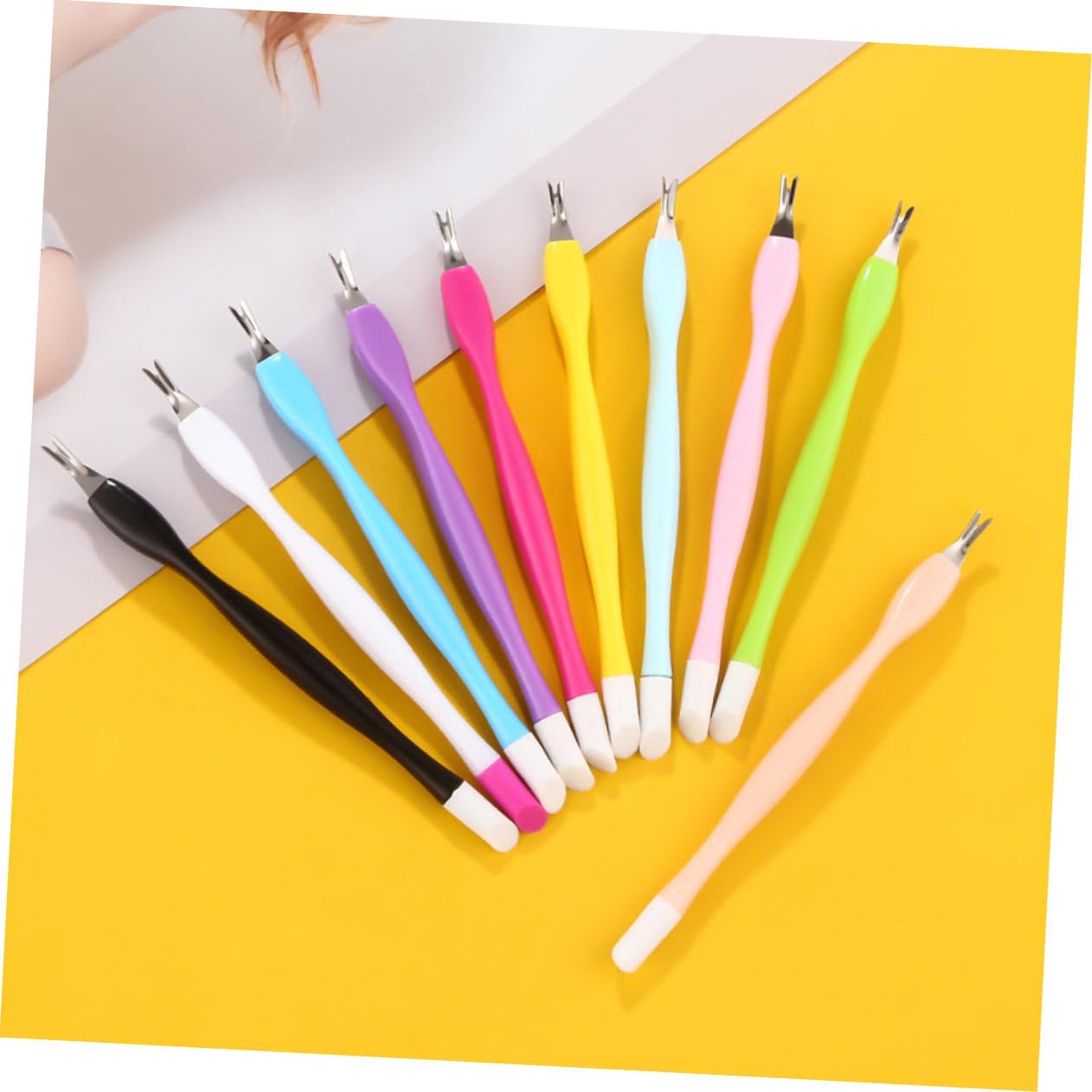 HAPINARY Nail Care Tools Set 15pcs Cuticle Tools Dead Skin Remover Forks for Manicure Random Color