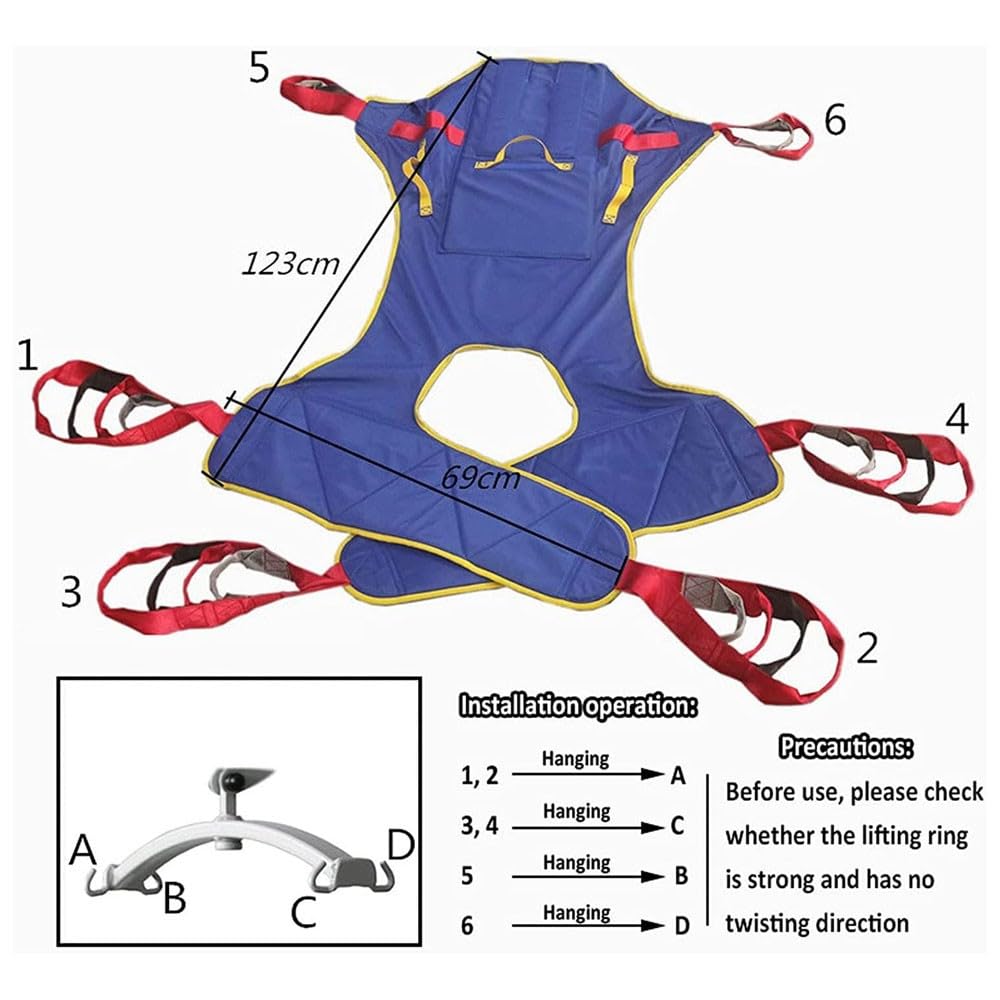 Grúa De Paciente - Arnés Elevación Paciente Cuerpo Completo - Eslinga De Elevación con para Paciente Y Minusválido para Posicionamiento Y Elevación De La Cama Enfermería Large