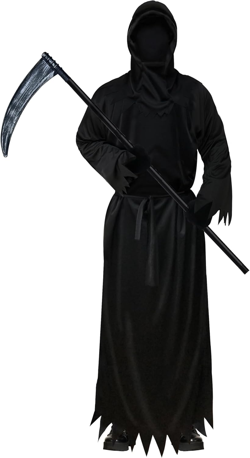 Grim Reaper Costume Set for Adult Men,Scary Phantom Halloween Robe Costumes for Boys Ages 14+