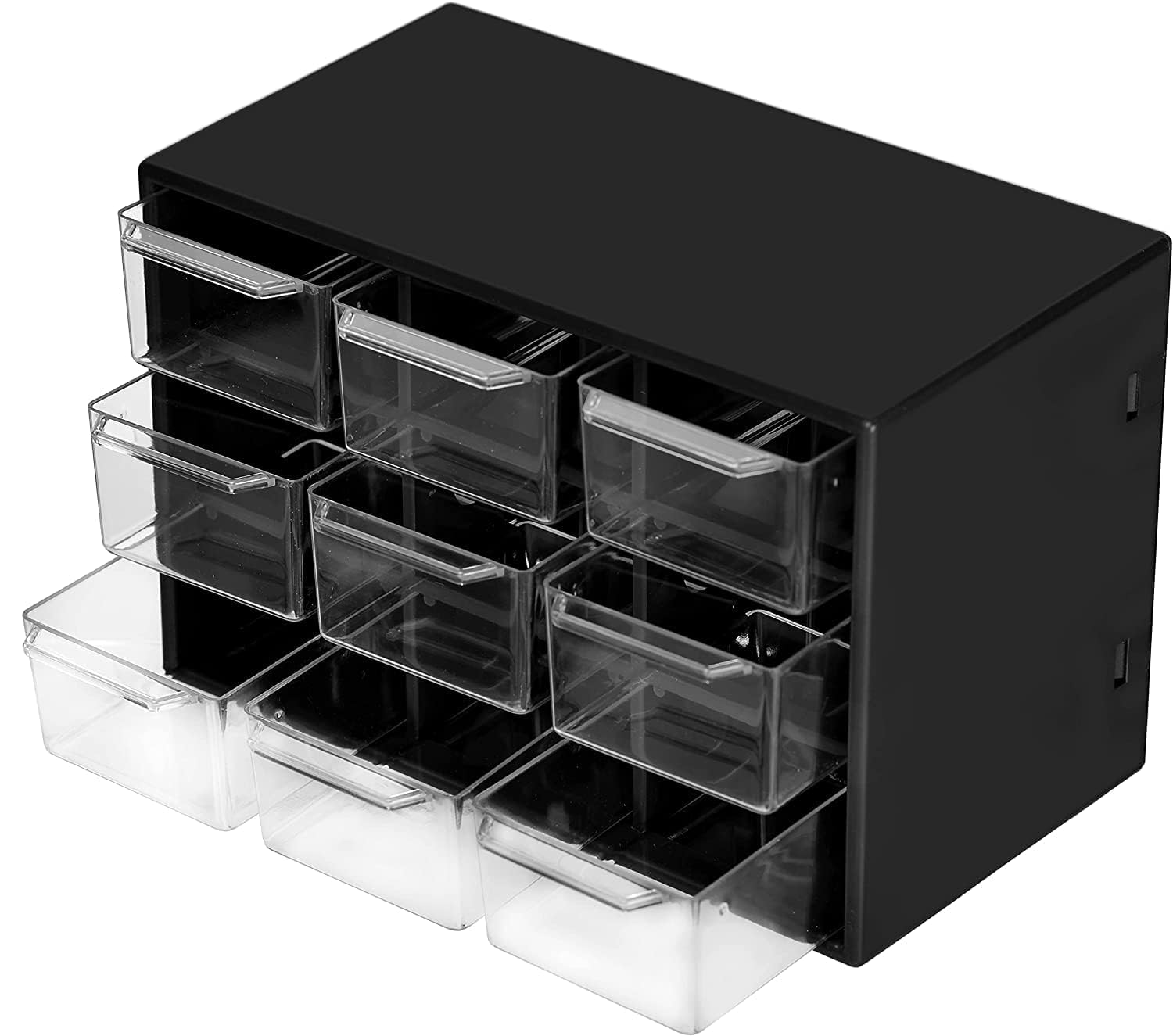 kayora small 9 drawer plastic rectangular sewing kits, jewelry storage box organizer for desk cabinet storage (black)