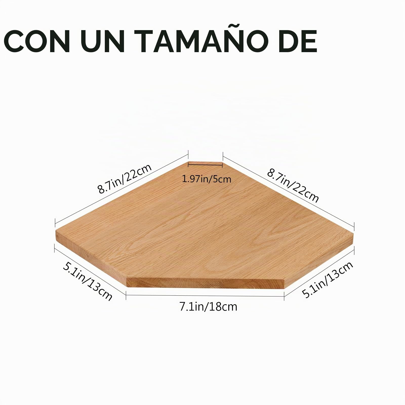 Estante de Esquina de Roble, Estantes Flotantes Estantería Esquina de Madera Maciza Estante de Pared para Cocina, Dormitorio, Salón (22 cm)