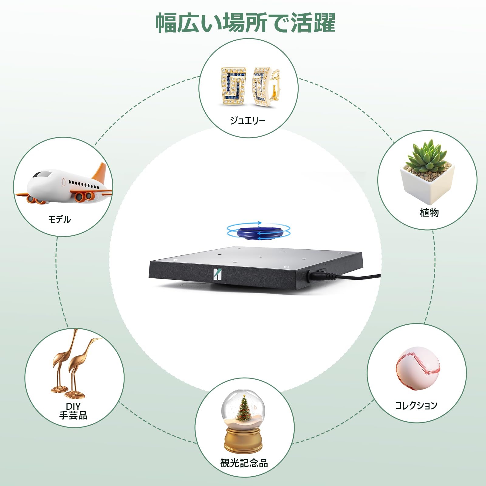 Amazon.co.jp: Huanyu 磁気浮上 展示台 浮遊ディスプレイ 電動回転台