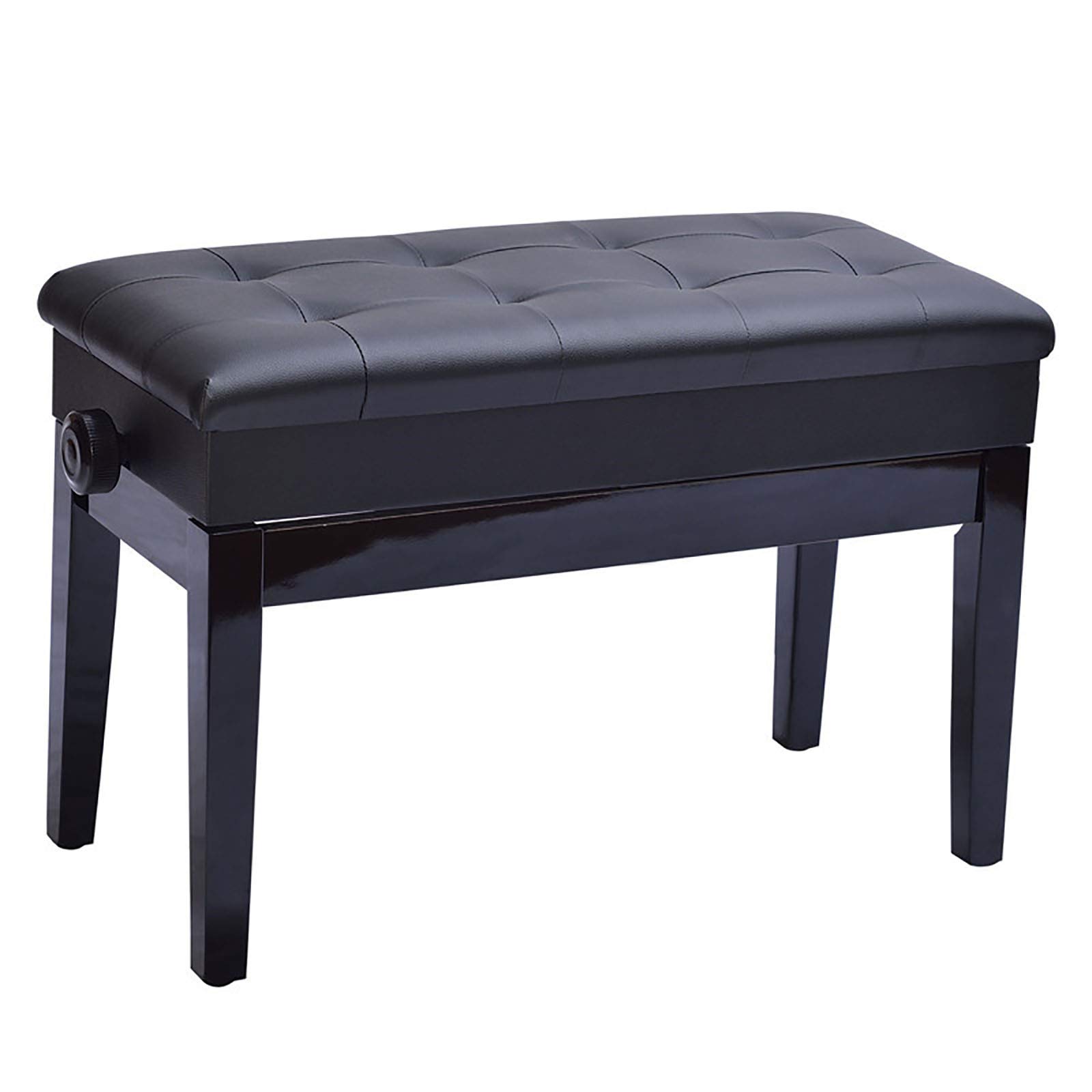 Tabouret de Piano réglable en Bois, Banc de Piano en Cuir Souple pour Deux Personnes, Tabouret de Clavier avec Cadre en Bois Massif Solide et Compartiment de Rangement, Facile à Nettoyer Interesting