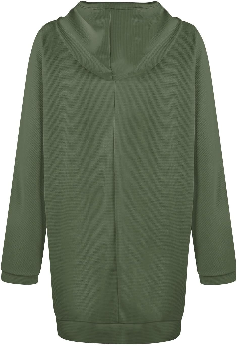 Womens Tunic Tops Hooded Waffle Knit Tops Long Sleeve Shirts Casual Split Hem Fall Hoodies with Pockets - Image 4