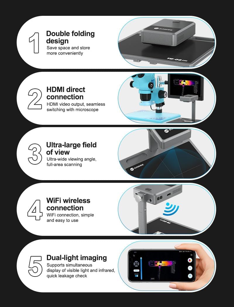 Sunshine TB-08 Pro Dual Light Direct Connection Rapid Diagnosis Camera Infrared PCB BGA Motherboard Maintenance Thermal Imaging