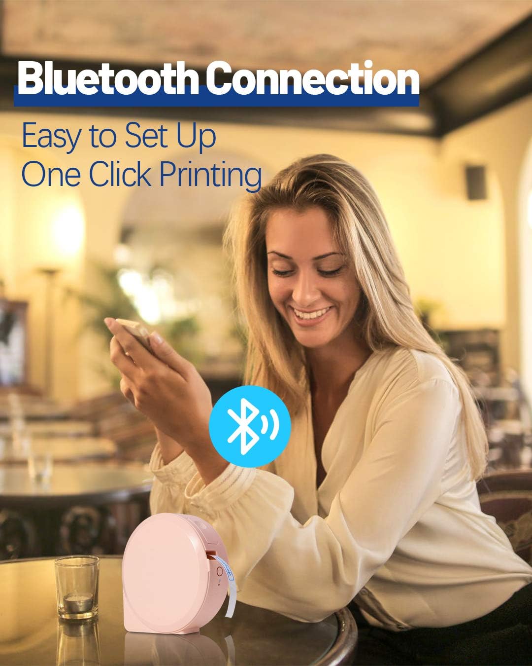 🛒 Crаzу Dеаlѕ Phomemo Wireless Label Maker- Bluetooth Rechargeable Phone Laminated Label Maker with Different Fonts, for Organization, Gift, Item Label, Home, School, Office, with 1pcs Label, Pink