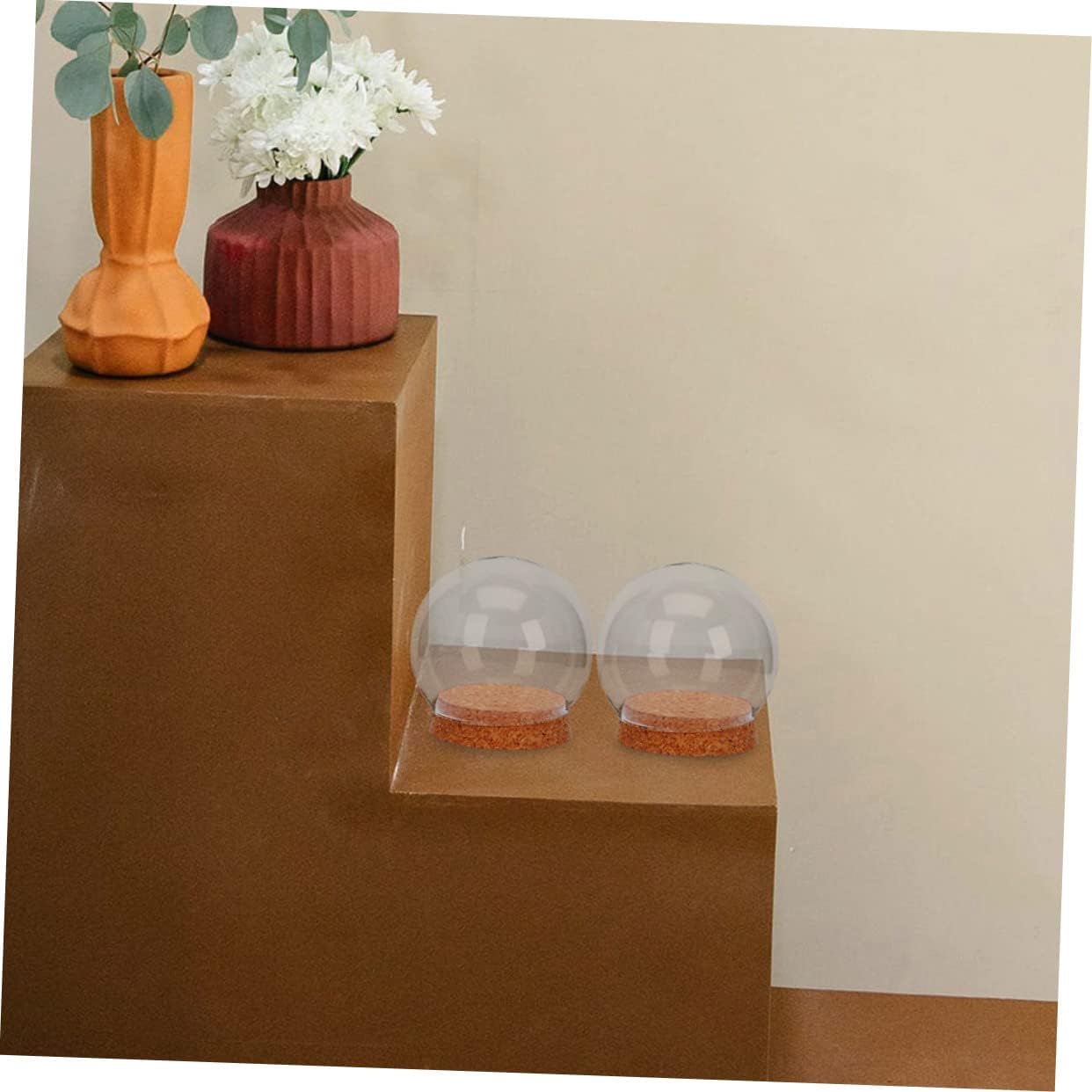 Luxshiny 4pcs Glass Dome Cover Cork for Eternal Flowers Display Glass Flower Adornment Decorative Centerpiece for Home Φcm Height