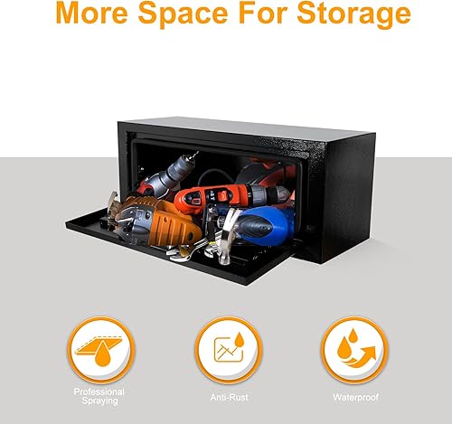 Miniatura 5 de Underbody - Caja de herramientas de almacenamiento de acero, 27.5 x 10.5 x 10.5 x 10 pulgadas, organizador de cofre de herramientas con cerradura y