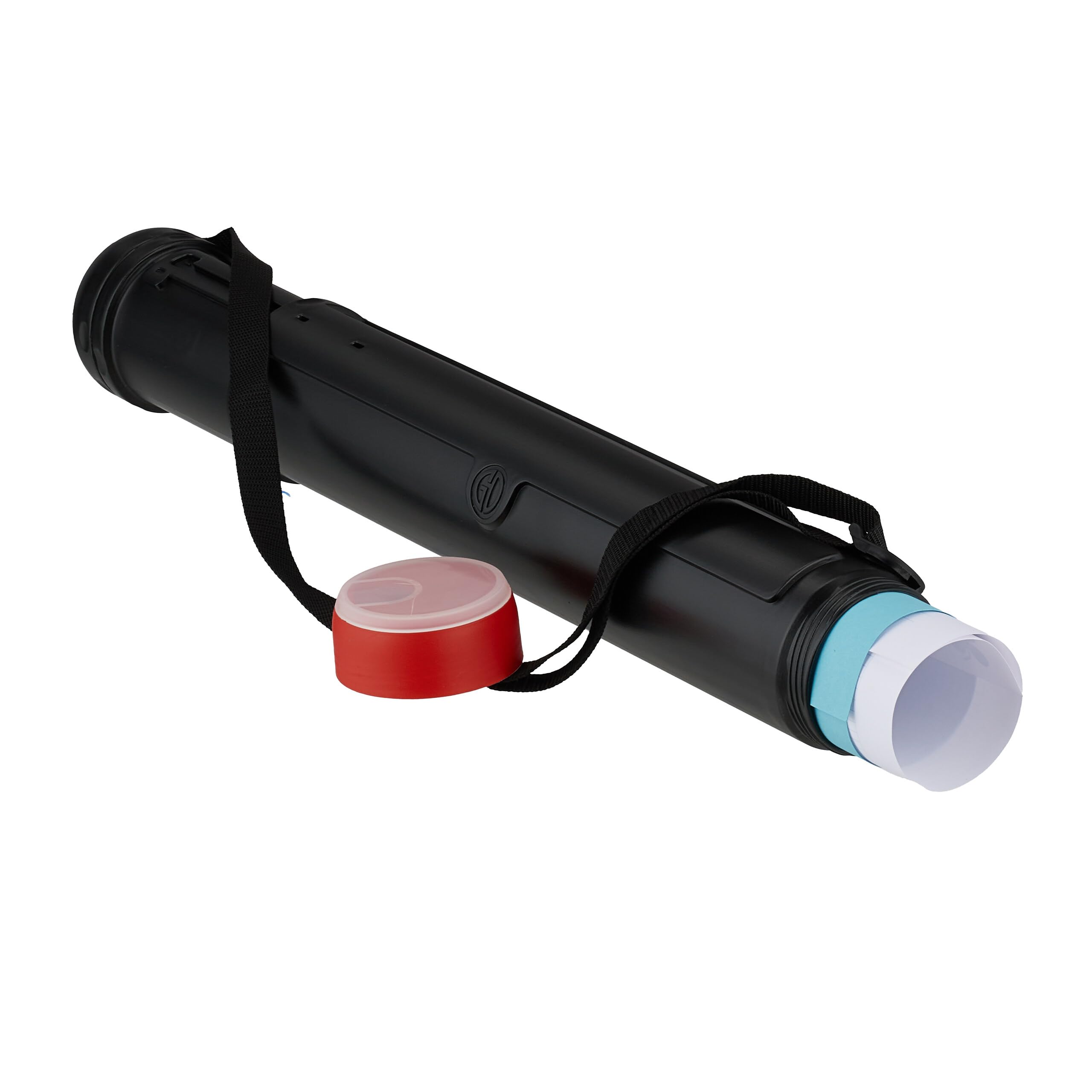 Relaxdays retractable poster tube, 50–108 cm, Ø 8.5 cm, for transporting posters, roll for A0 size, black/red