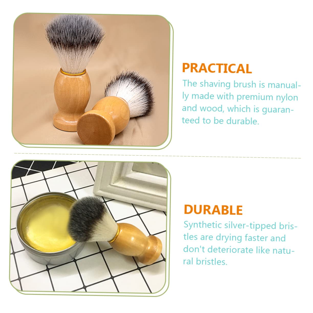 NOLITOY 6pcs Synthetic Shave Brush for Men Beard Brush Wood Handle Salon Grade Easy to Clean