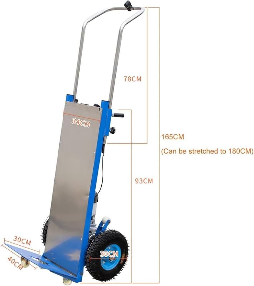 Carretilla Eléctrica Para Subir Escaleras - 400 Kg De Carga, Motor 1200W, Mango Telescópico - Ahorra Esfuerzo En Mudanzas Y Transporte
