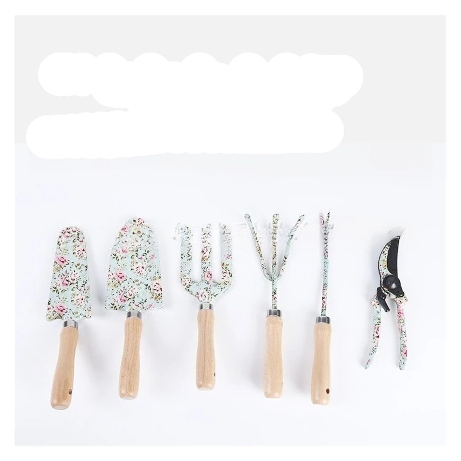 Ensemble d'outils de Jardin avec Manche en Bois imprimé, 10 pièces