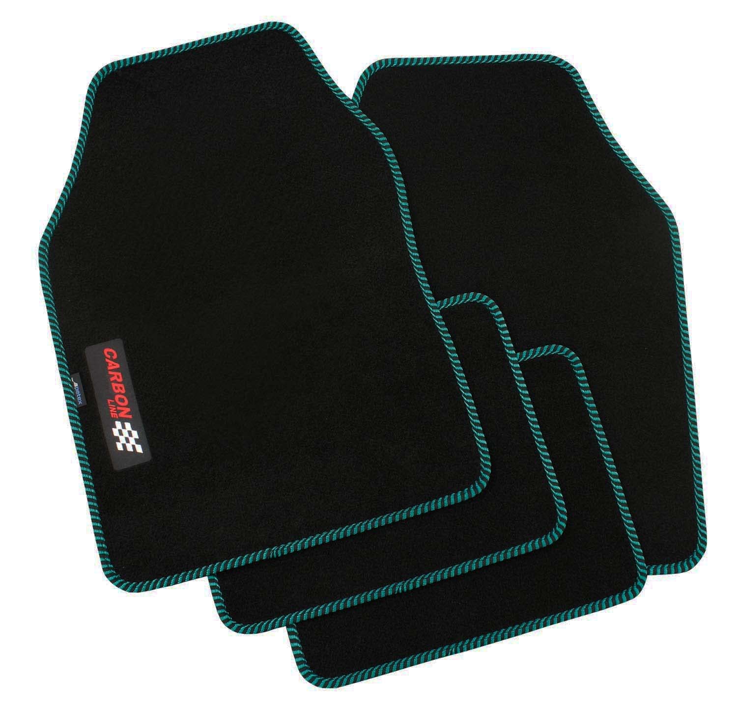 PETEX Carbon Car Mat Universal 4-Piece Black/Green