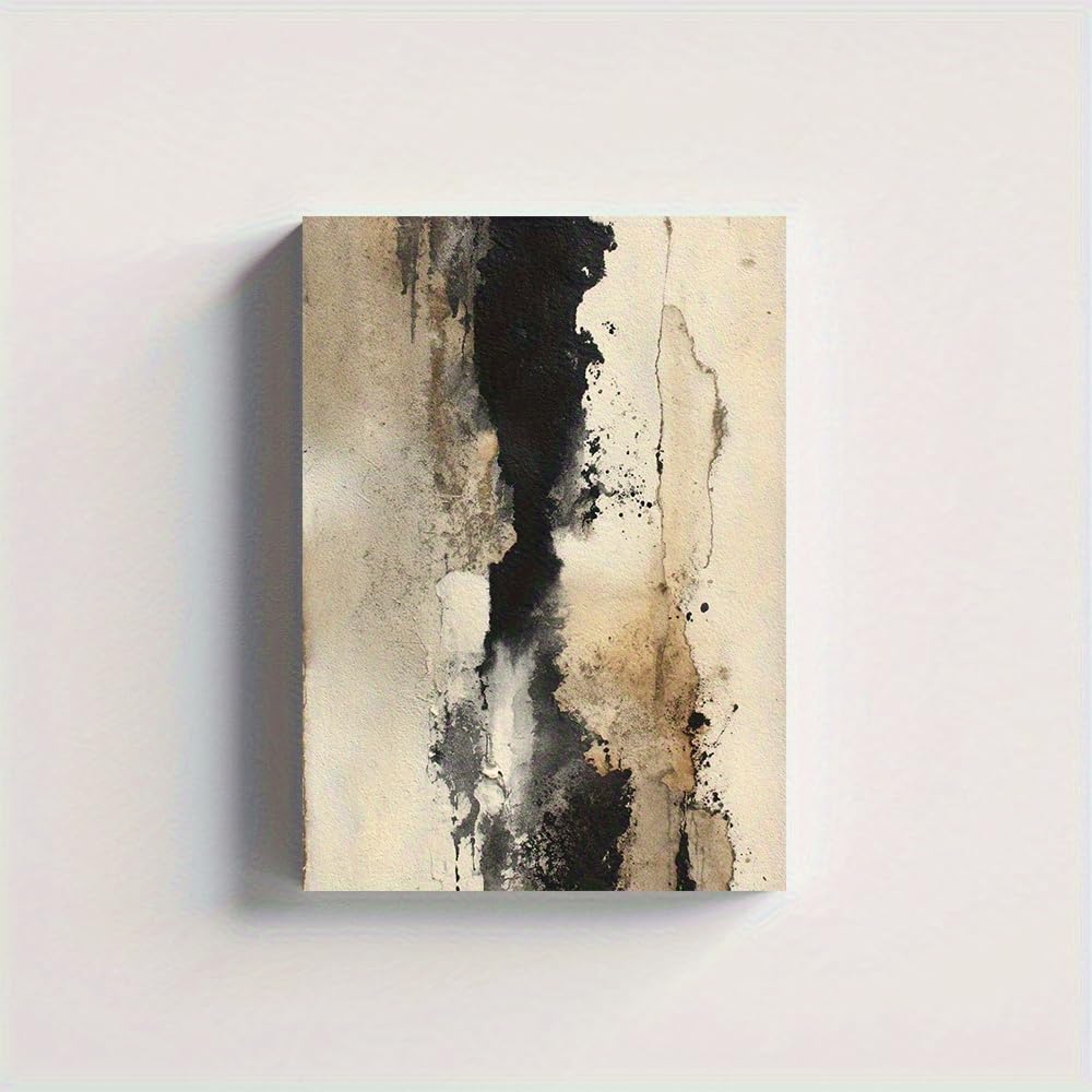 UUDEZO Wabi-sabi Abstract Canvas Art in Black and Beige Wall Decoration Comes for Home Wall Decor(75x150cm(30x59in)