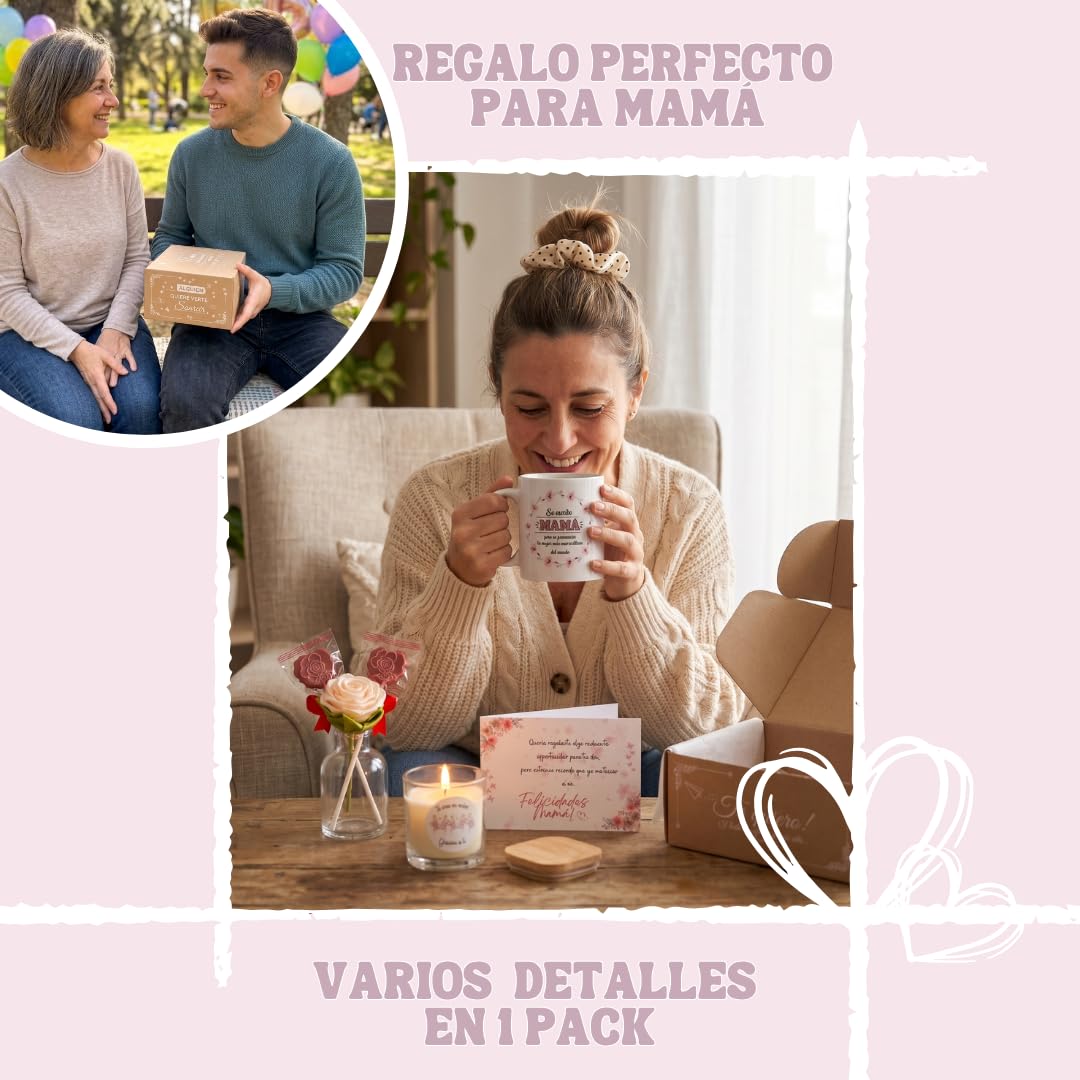 Pack Regalo para Mamá | Caja Original con Taza, Vela Perfumada, Coletero, Piruletas y Más | Regalo Día de la Madre, Cumpleaños o Navidad para Mujer — view 7