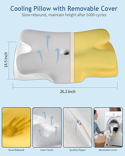 Miniatura 7 de Almohada cervical para el cuello para aliviar el dolor de cuello y hombros, almohada de contorno suave para dormir lateral de 2 alturas, almohada