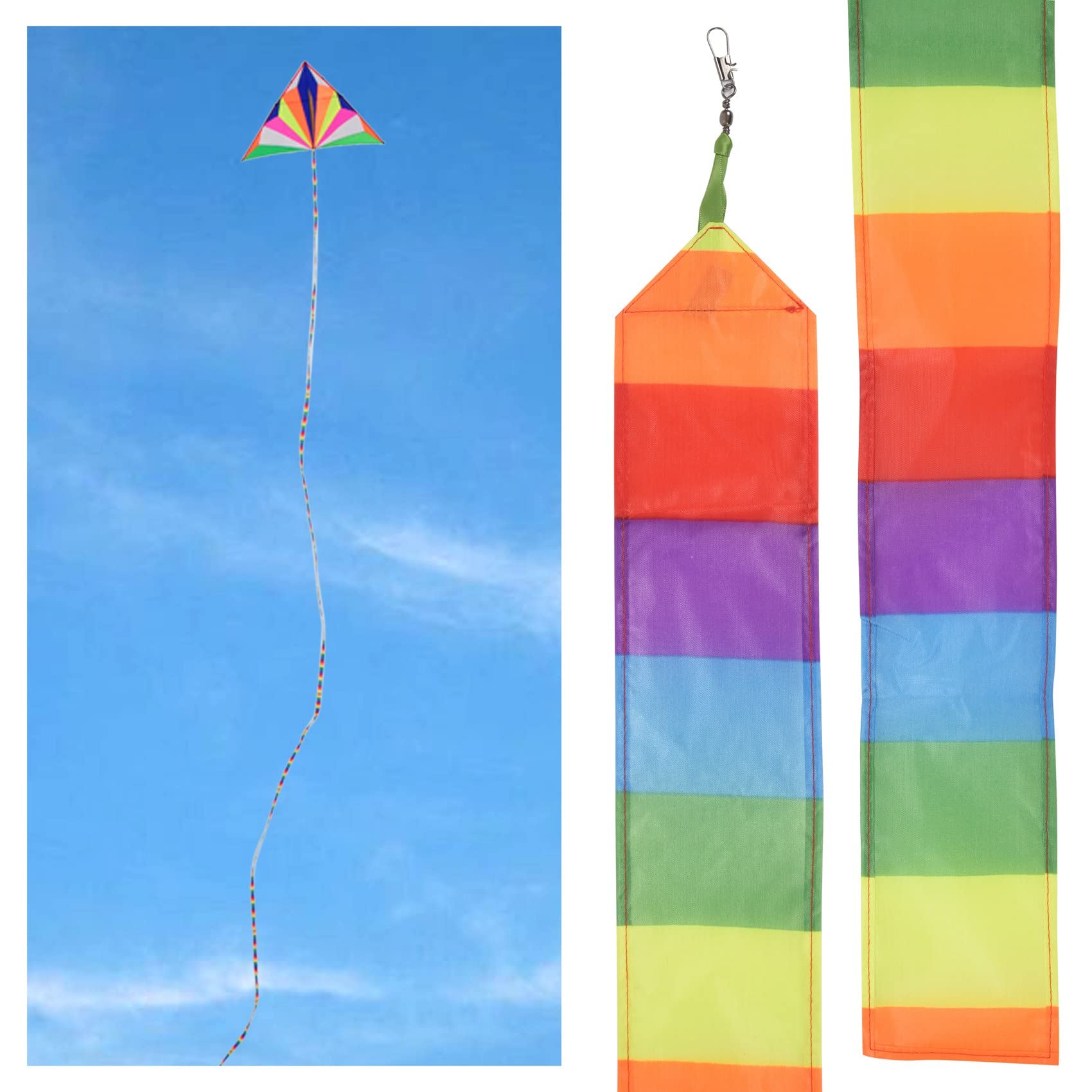 Super Nylon Lenkdrachen Schwanz Regenbogen Linie Kite Zubehoer Kinder Spielzeug