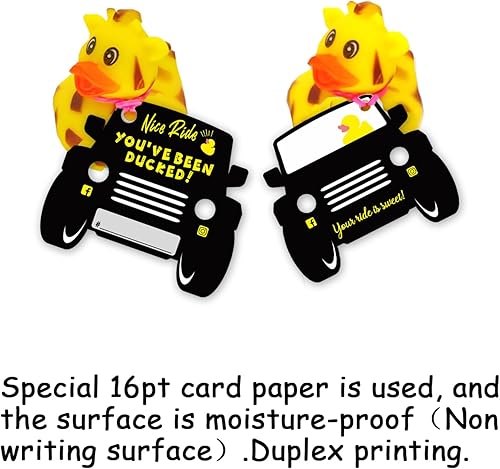 Miniatura 5 de Duck Tags, You've Been Ducked, tarjetas de juego Duck Ducking, paquete de 35 con agujero redondo y bandas de goma, diseño y SUV (BK)