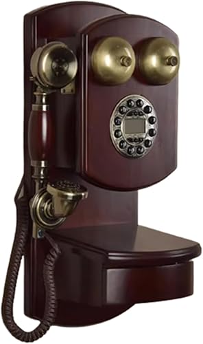 Miniatura 4 de Teléfono retro de montaje en pared, teléfono fijo antiguo, teléfono de botón pulsador, teléfono con cable casero, A