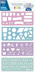 Tilibra - Régua Stencil Fun - Blister com 4 unidades - Tilibra