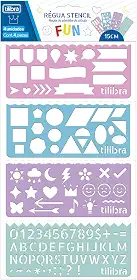 Tilibra - Régua Stencil Fun - Blister com 4 unidades - Tilibra