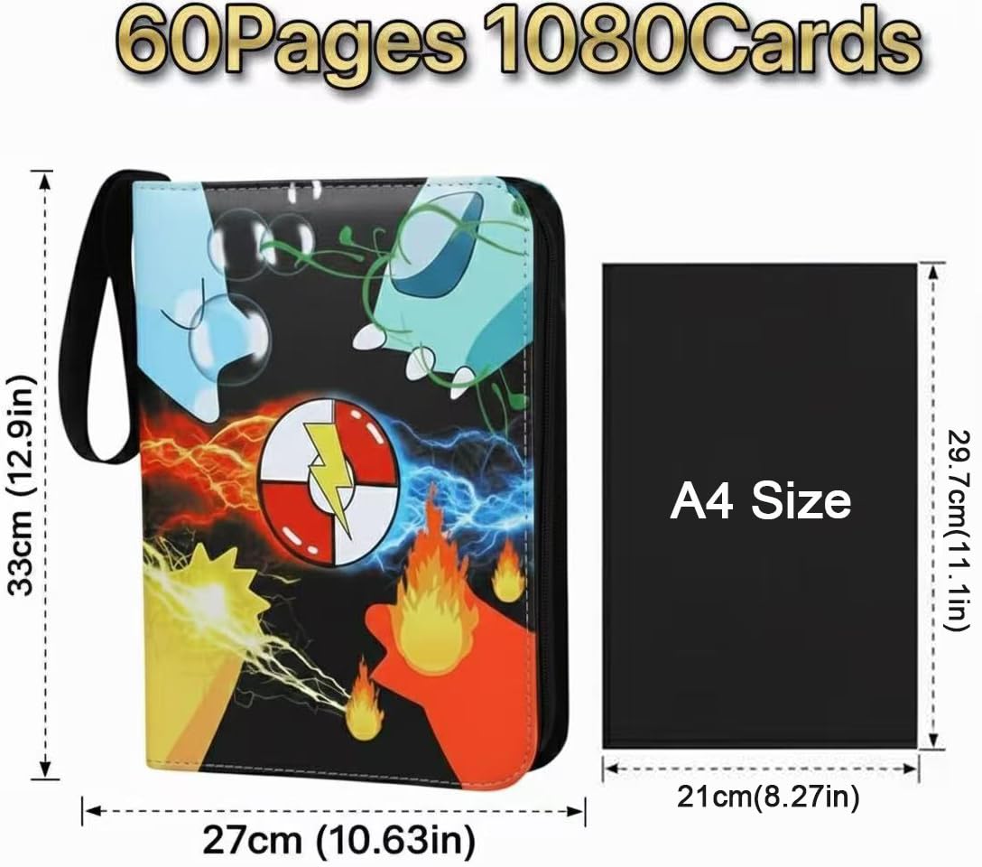 HYSINSE Album per cromos carte da collezione per giochi di carte collezionabilidi 1080 buste da gioco,per TCG,regalo per ragazzi e ragazze,album toploader per pokemon tcg