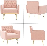 Vista 6 de Olela Silla decorativa de terciopelo con brazo para sala de estar, sillón moderno, sofá individual, acogedora silla auxiliar tapizada para lectura