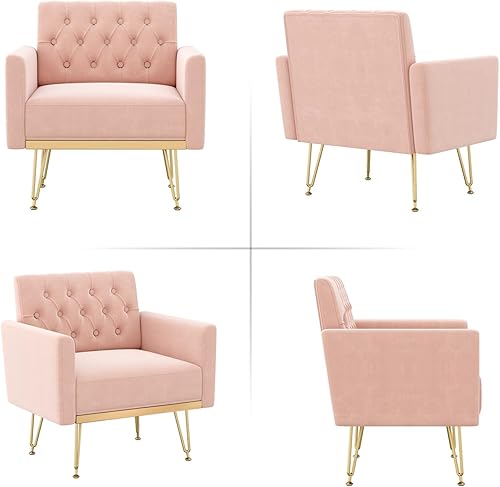 Miniatura 6 de Olela Silla decorativa de terciopelo con brazo para sala de estar, sillón moderno, sofá individual, acogedora silla auxiliar tapizada para lectura