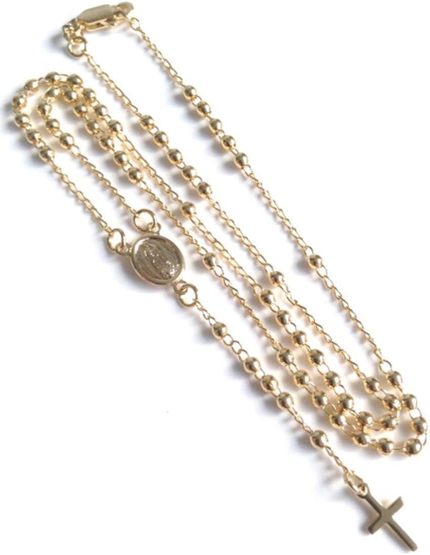 SIFRIMANIA Virgin of Guadalupe Gold Rosary Necklace, Catholic Rosary Beads with Crucifix, 18K Gold Plated Holy Rosario Necklace for Women