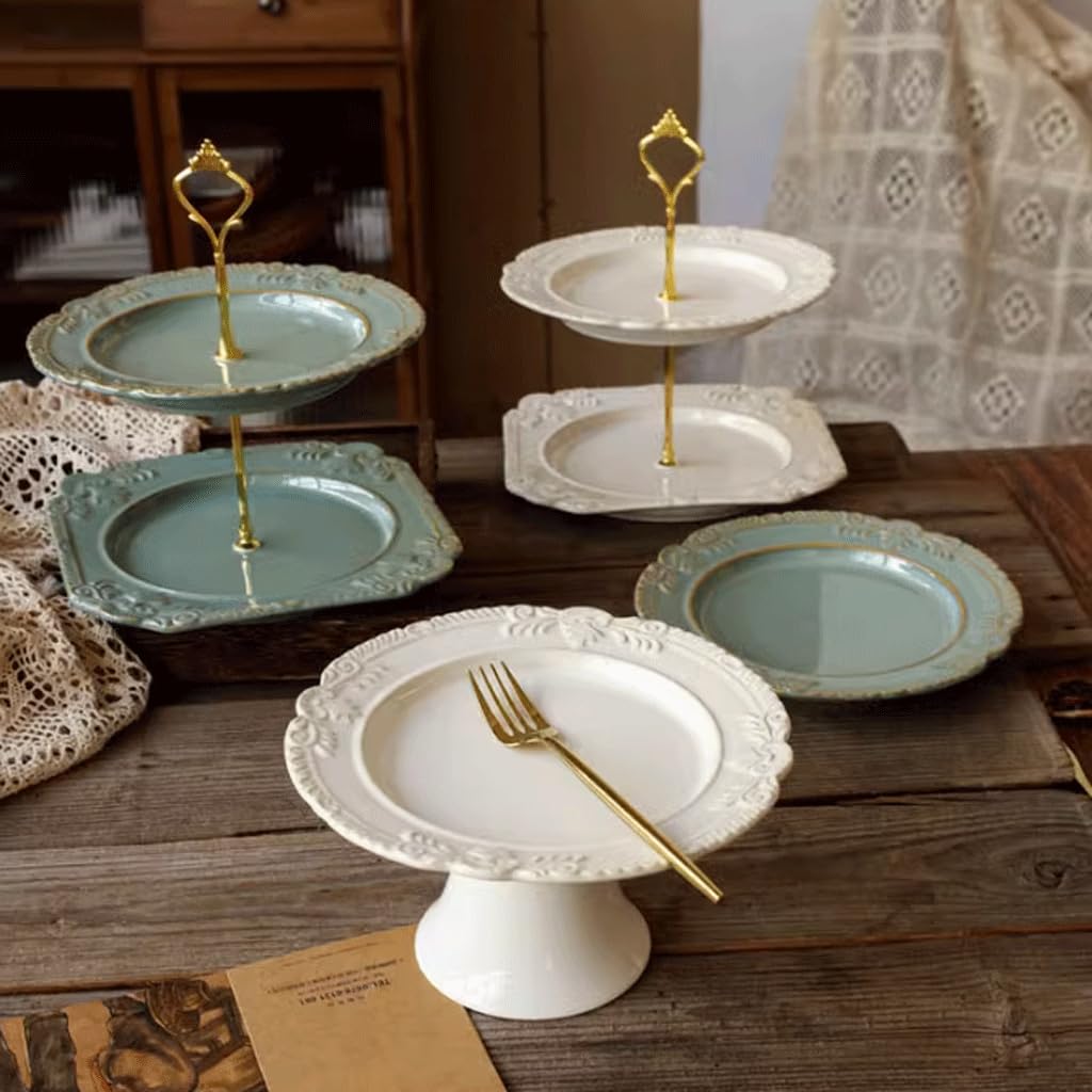 Stand di Dolci Delicata Alzata per Torta da Tavolo in Ceramica per servire ed esporre Torte da Dessert, Squisito Supporto per Snack per Ristorante Tea Party Regalo per l'arredamento