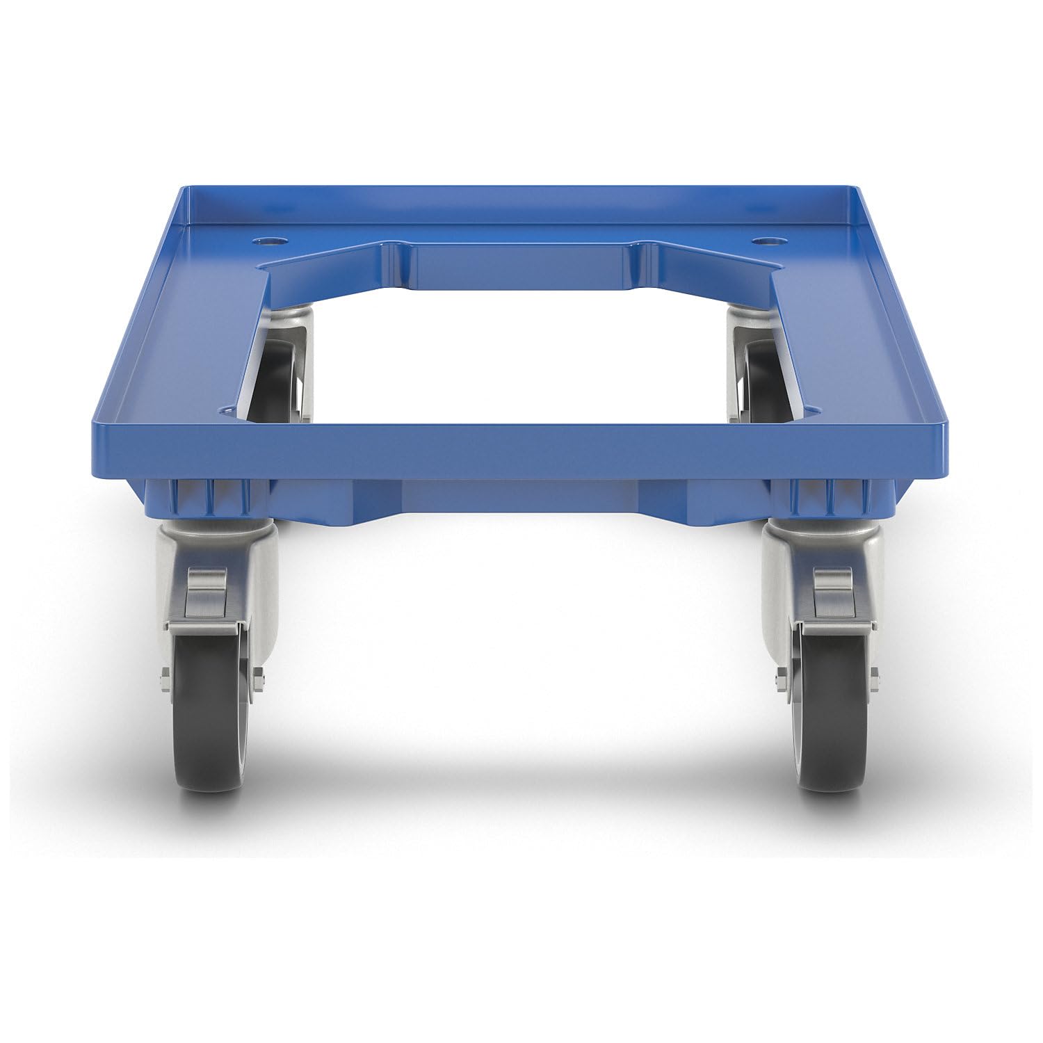 eurokraft | Plateau roulant professionnel | 600 x 400 mm | 4 roulettes pivotantes | dont 2 avec dispositif de blocage | bleu