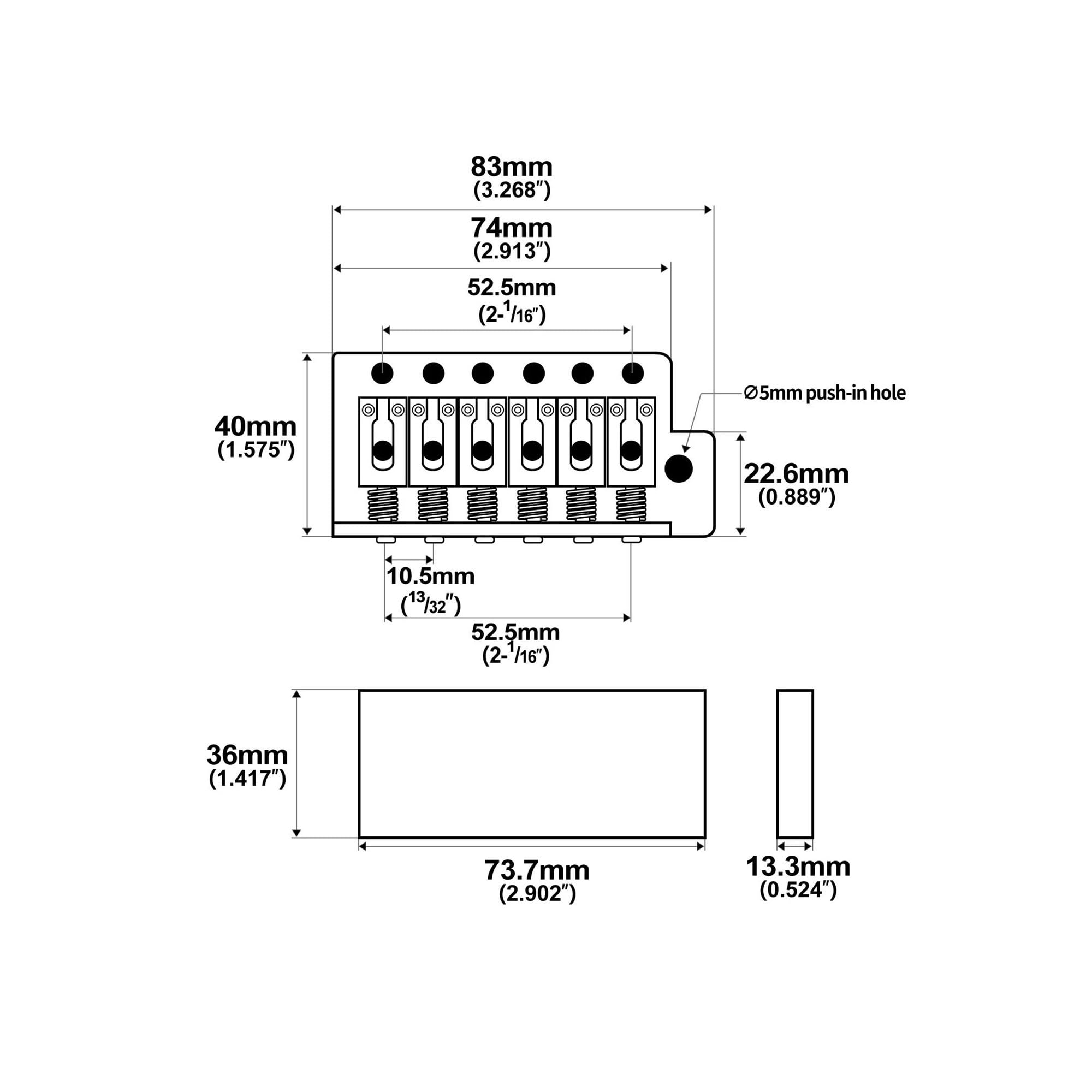Puente Trémolo Estándar De 52.5 Mm Con Brazo De Empuje De Bloque De Latón Macizo Para Guitarras Eléctricas Puente De Guitarra Profesional(Type 3)