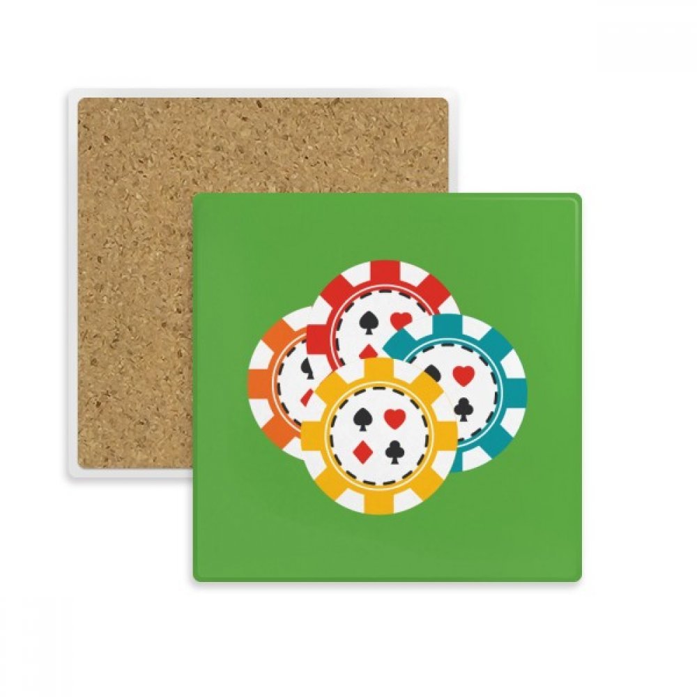 Coaster chips casino coloré dessous de verre en pierre absorbant multicolore