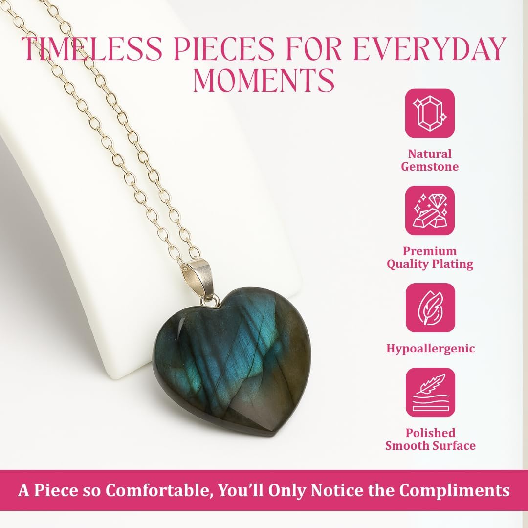 Gempires Love Heart Crystal Pendant Necklace for Women, Silver Plated 18 + 2 Inch Adjustable Chain - Image 5