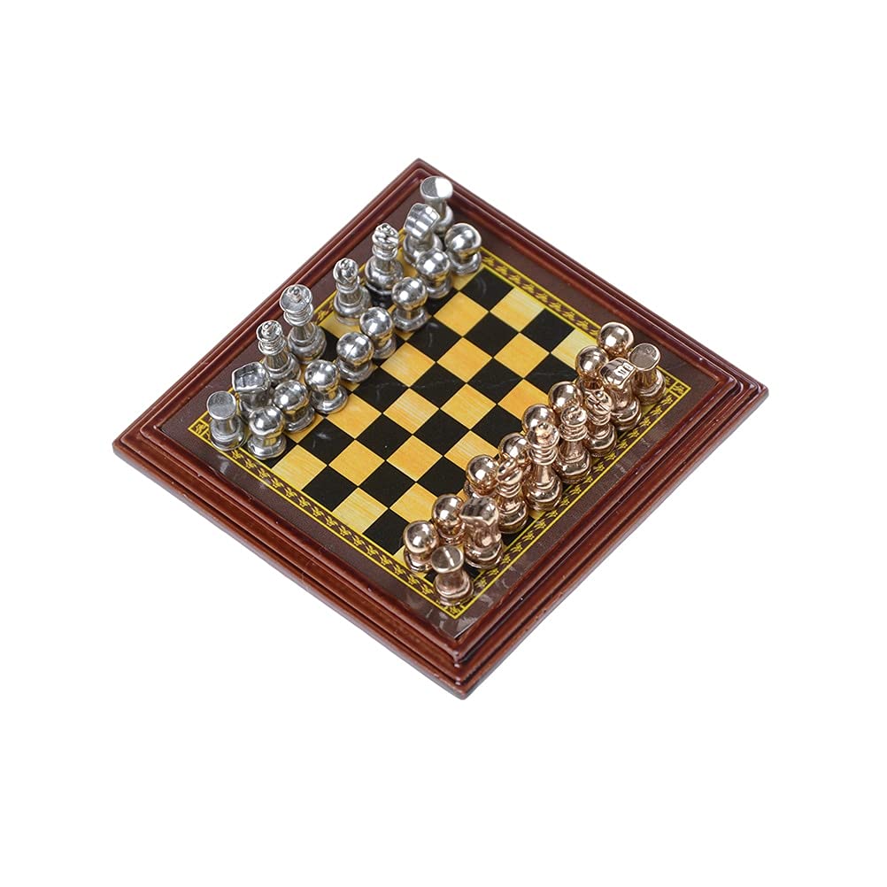 ZAW Scacchi 1 Set Classico in Lega di Zinco Scacchi Pezzi Scacchi di Legno Scacchi Gioco Set con King da Esterno Gioco da Gioco 6.8 * 5,7 cm Chess (Color : A)