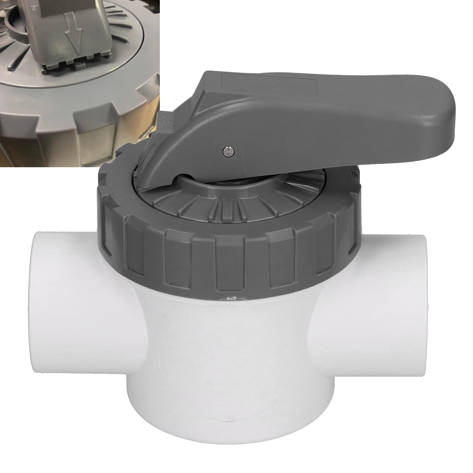 Ejoyous Válvula Desviadora Válvula Desviadora para Piscinas en ABS y PVC con Grande Diseño Ranurado Fácil Instalación y Control de Flujo Estable para Tratamiento de Agua de Piscinas (V50-2A)