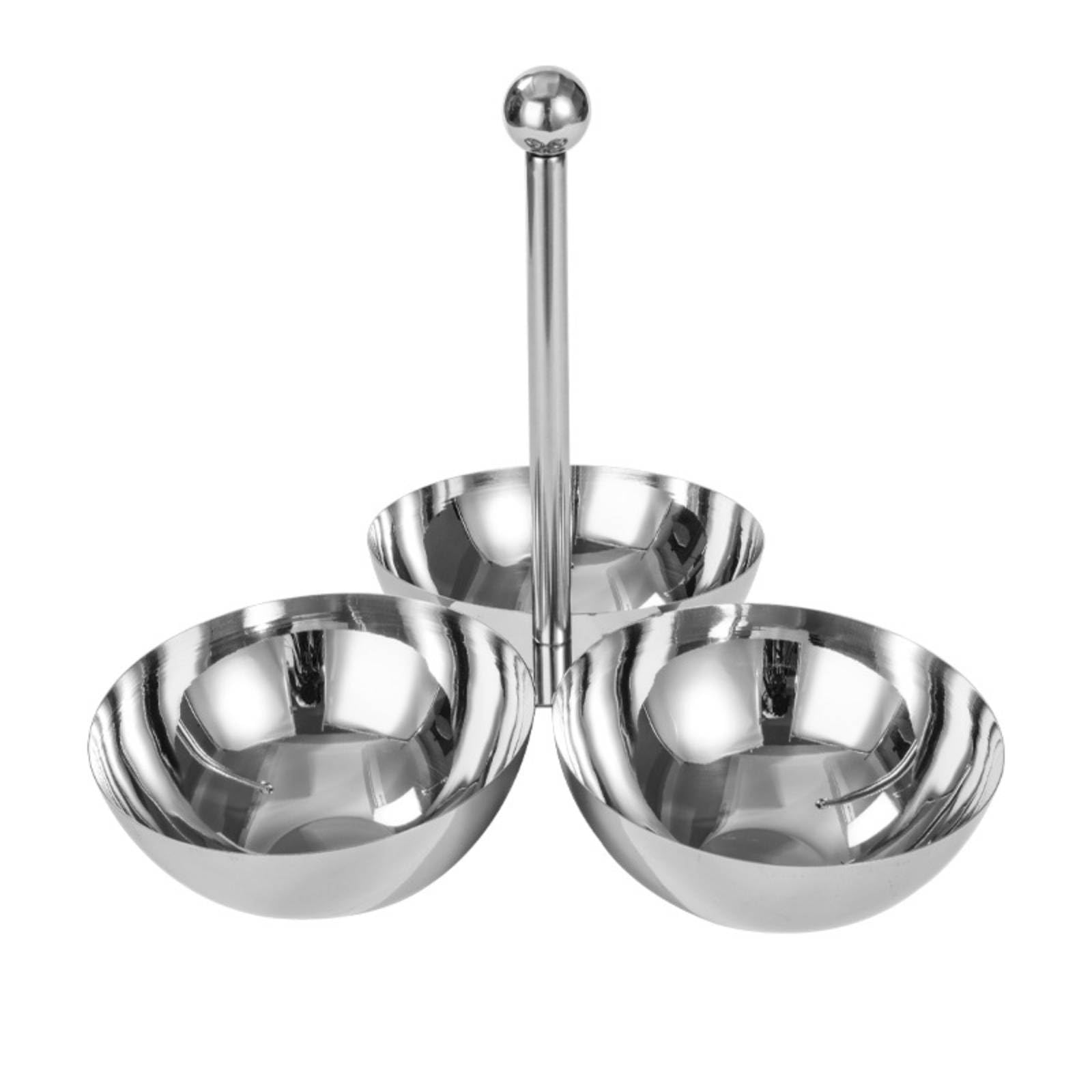 Serviertablett Snackschale Servierplatte Servierschale Edelstahl 3 Fächer Gegen Geschmacksvermischung Griff Und Standfuß Polierte Oberfläche für Zuhause Bar KTV, 3-Grid L 27-24cm
