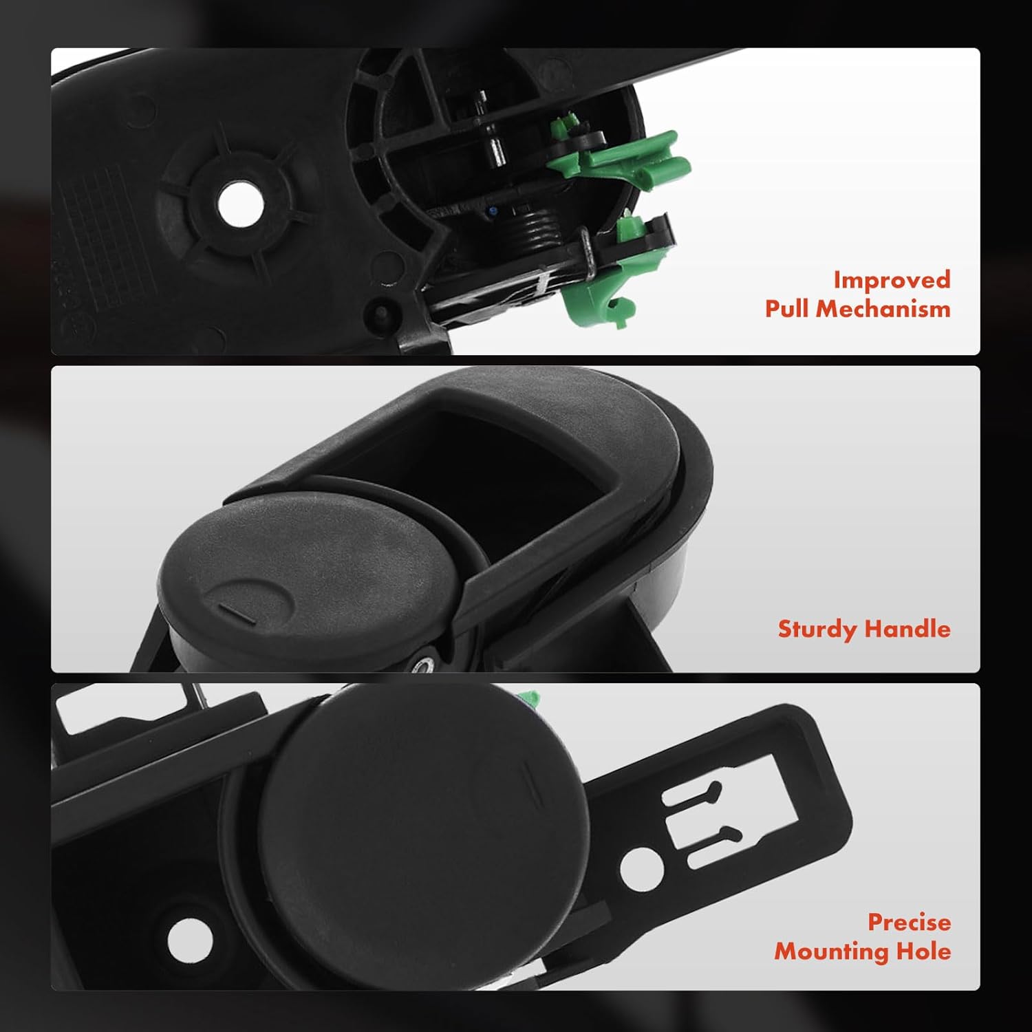 A-Premium Front or Rear Left Driver Side Interior Door Handle Compatible with Jeep JK Series Wrangler 2007 2008, Textured Black, Replace# 55395407AC