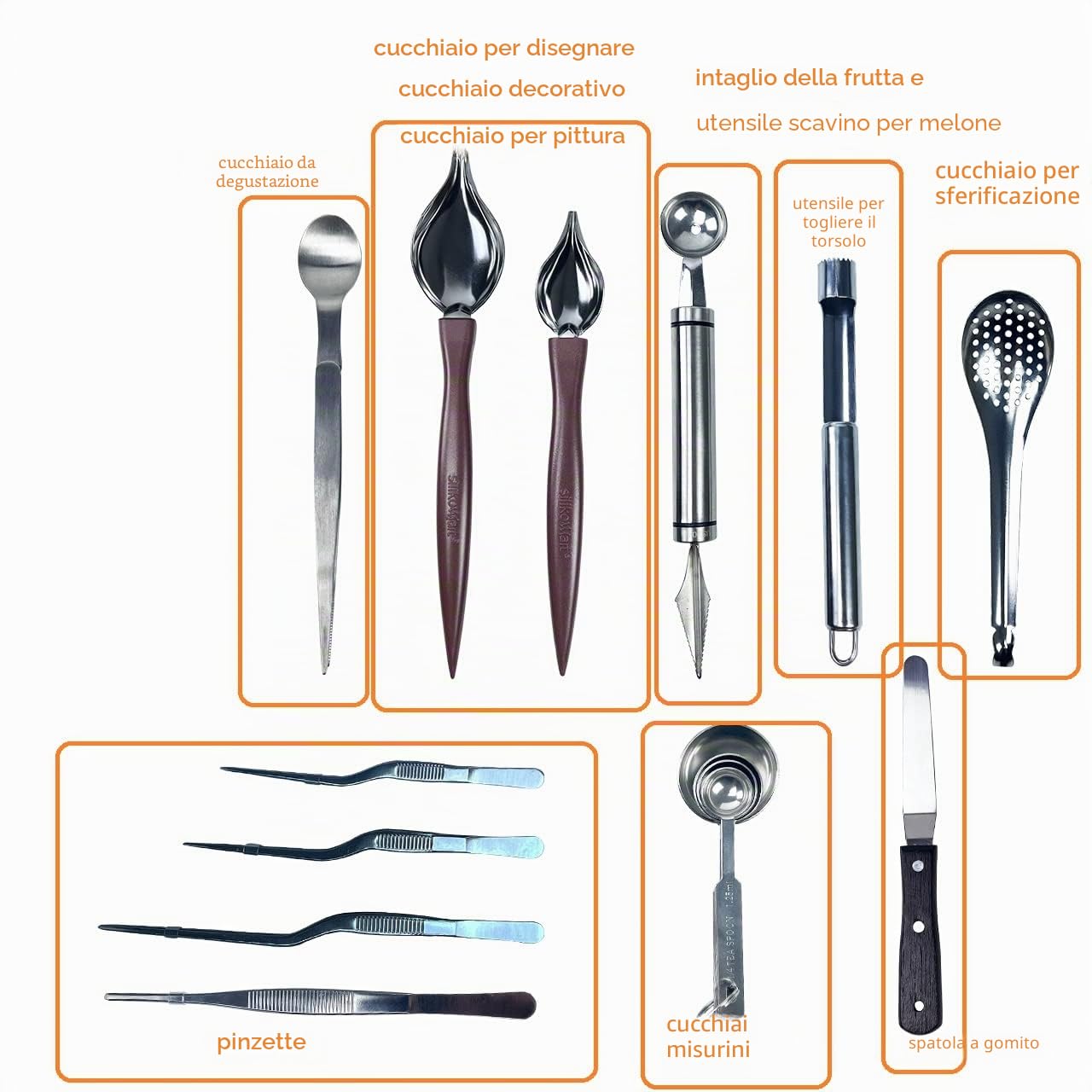 DUEBEL Professional Chef Plating Kit, 12 pezzi Culinary Plating Set, Acciaio Inox (12 Pezzi)
