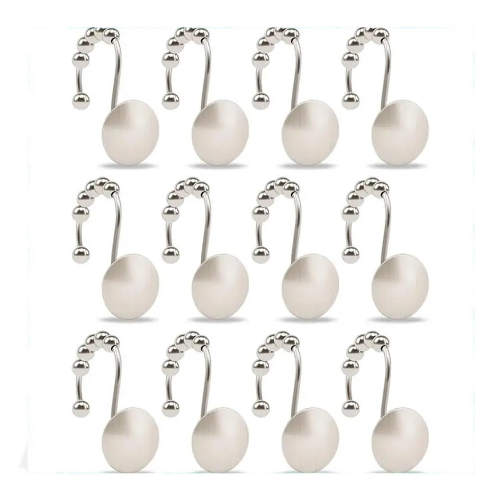 Curtain Hooks 12Pcs Shower Towel Hook Glide For Bathroom Rods Curtains