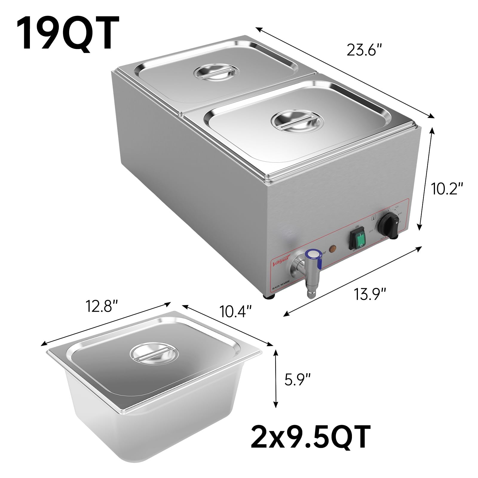 Amazon.com: Valgus Commercial Grade Stainless Steel 2 Sections 19