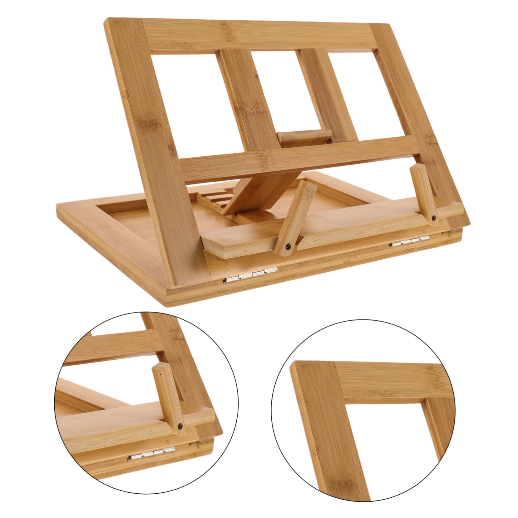 Leggio per Spartiti in Bambù Beige, Supporto Portatile per Libri e Musica, Protezione per Spartiti e Soluzione Organizzativa per Lettura e Setup Musicale
