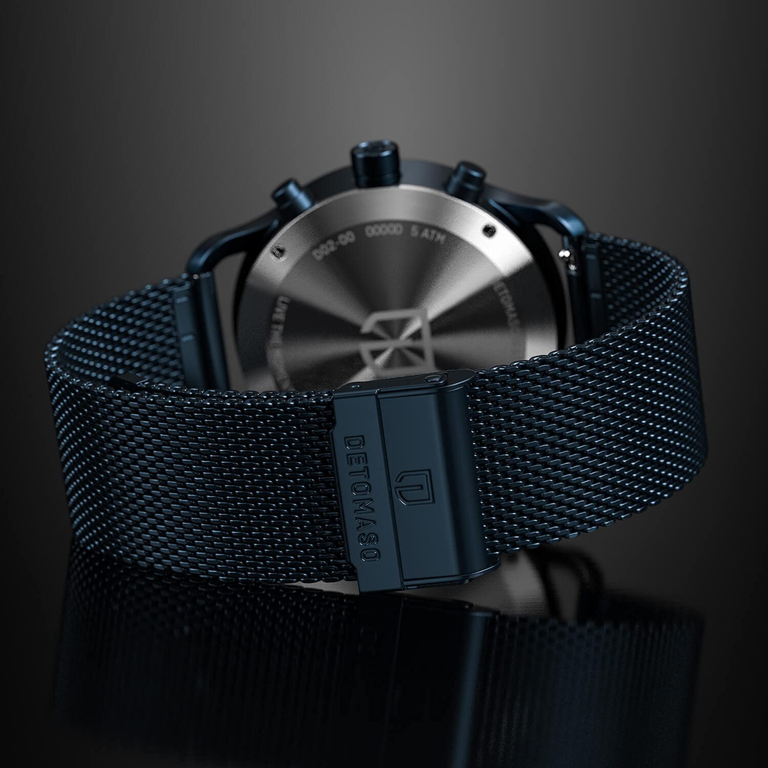 DeTomaso SORPASSO Velocita Blue Orange Herren-Armbanduhr Analog Quarz Mesh Milanese Blau Brushed
