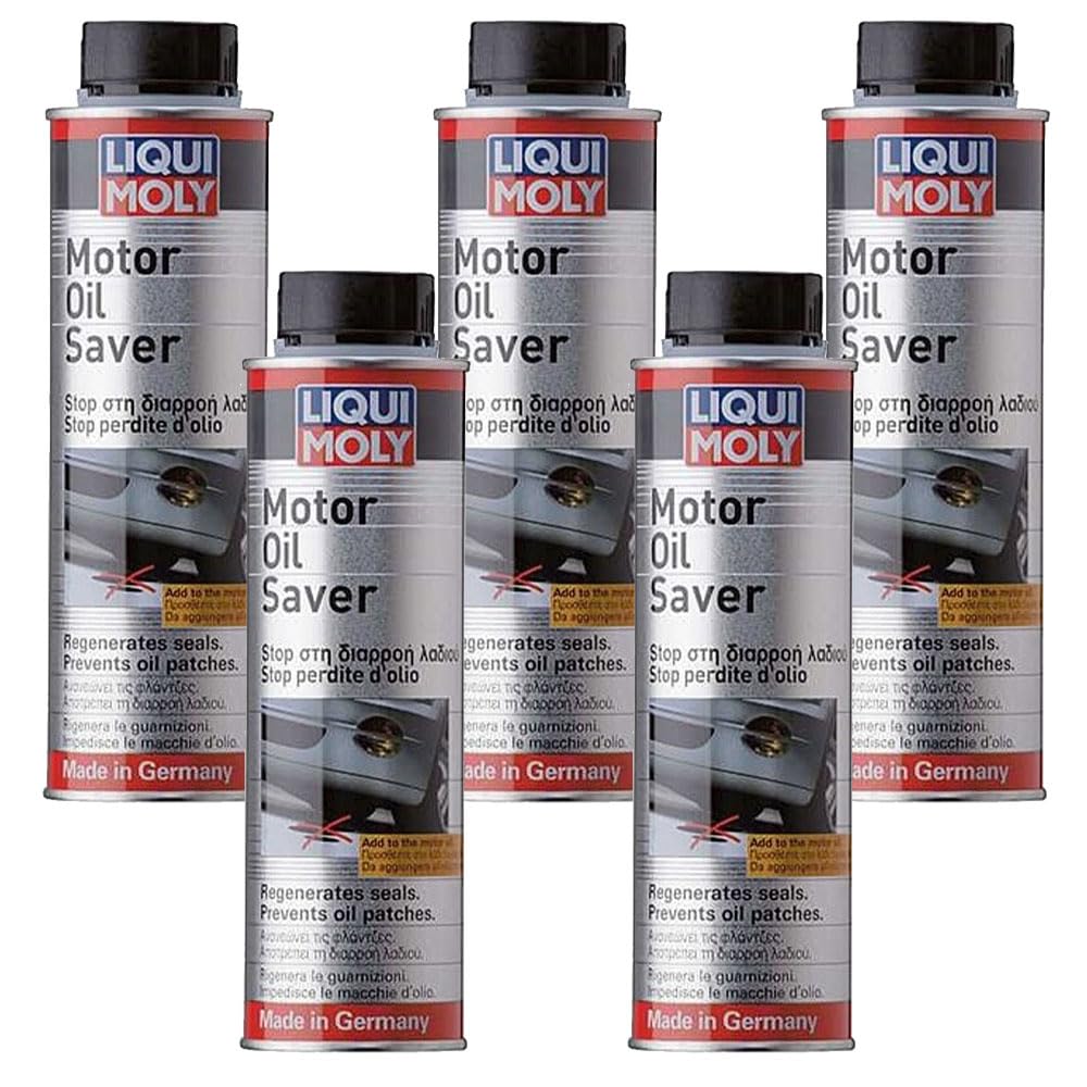 LIQUIMOLY 1802 ADDITIVO Stop PERDITE D'OLIO Motore. RIGENERA GUARNIZIONI in Gomma E PLASTICA del Motore E Riduce LA Sua RUMOROSITA' E Le DILUIZIONI DELL'OLIO. Kit Promo 5 Pezzi X 300 ML