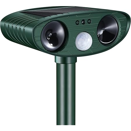 ZOVENCHI Ultrasonic Animal Pest Repellent, Outdoor Solar Powered Pest and Animal Repeller, Waterproof Deterrent Scarer - Motion Sensor, Repel Cat, Dog, Rabbits, Fox, Raccoons, Skunk, Rats