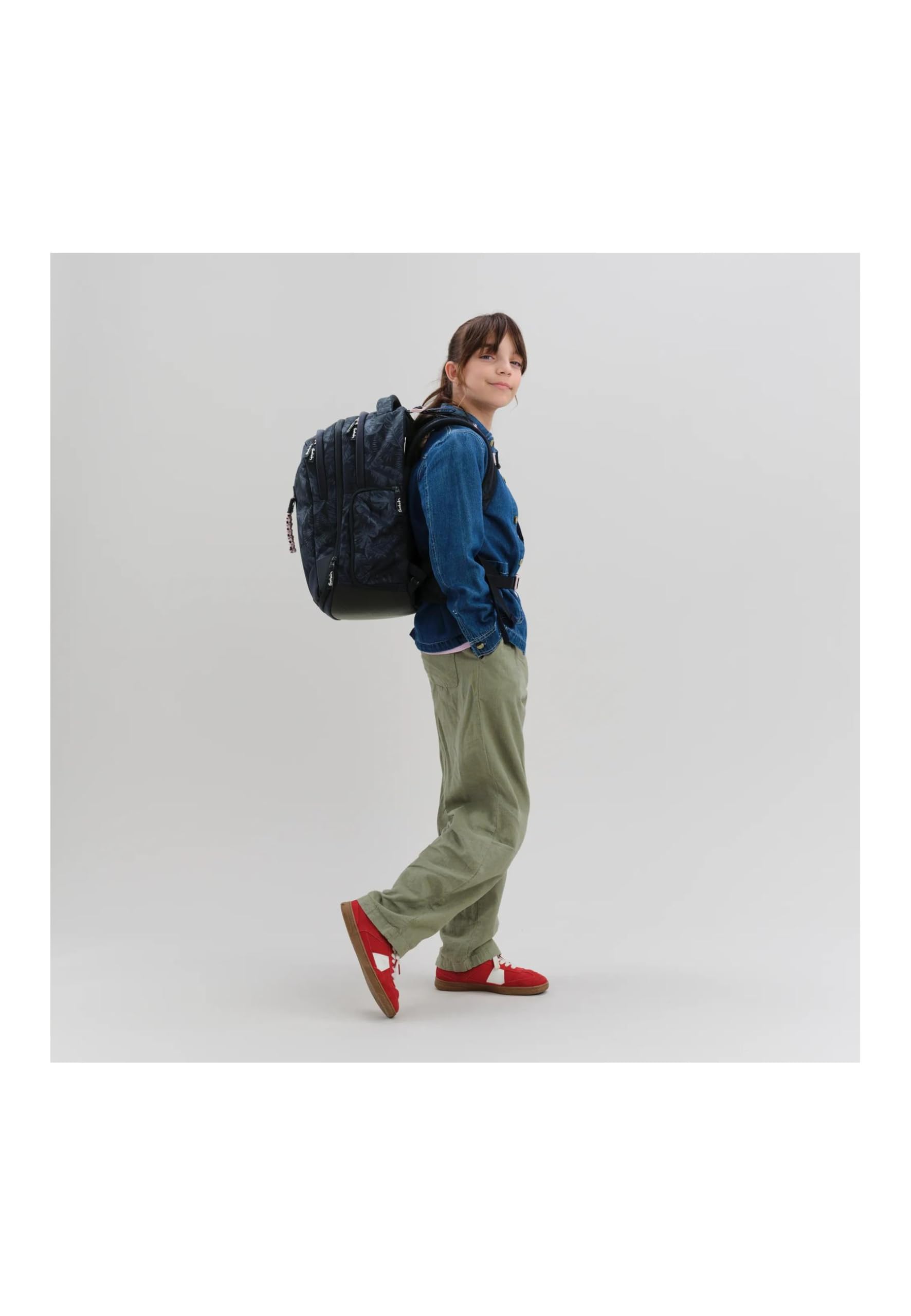 Satch Match ab 5. Klasse, ergonomisch, 35 L Stauraum, standfest, Organisationstalent Midnight Jungle - Blau