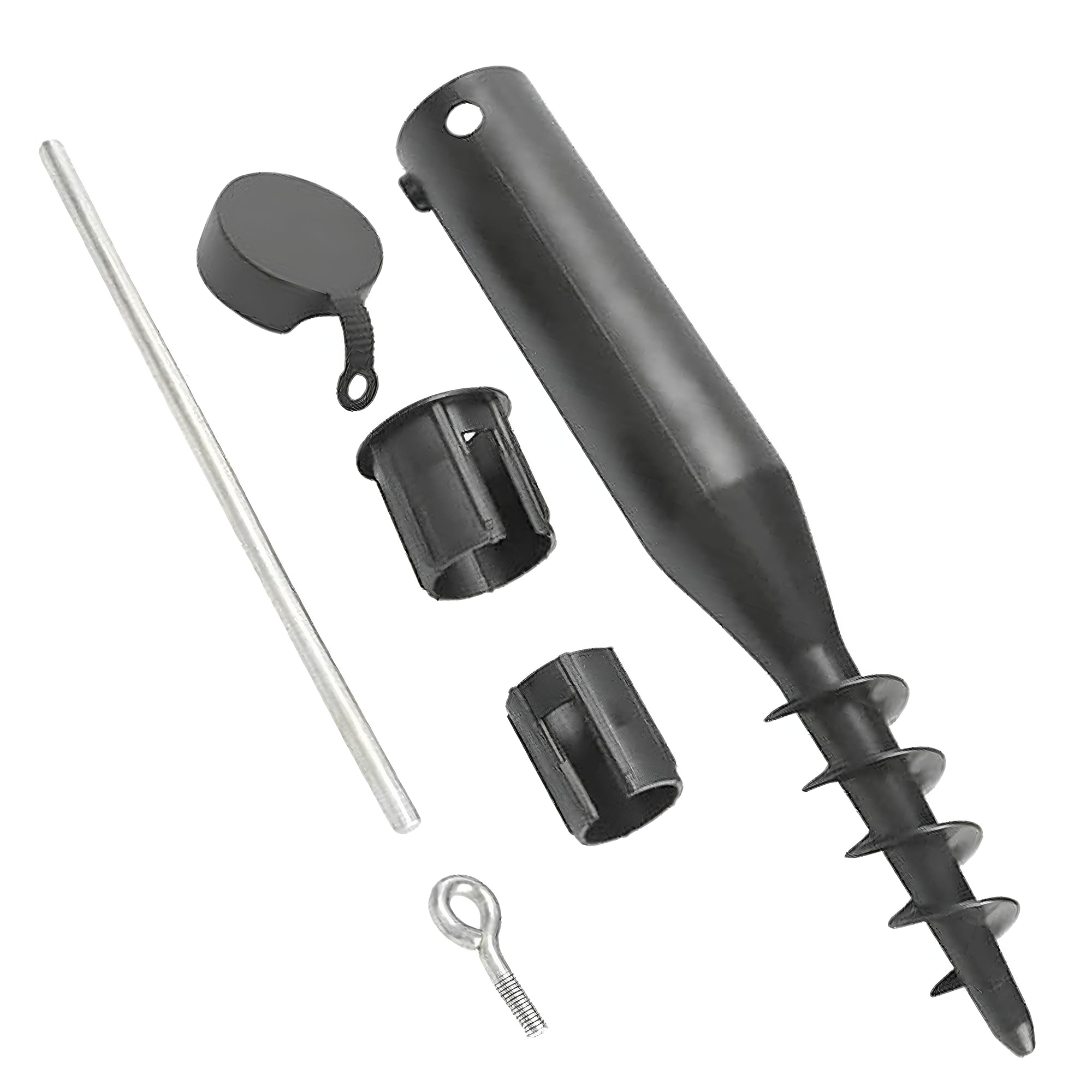 Episent Black Rotary Washing Line Spike | Plastic Screw Spike In Ground - Washing Line Parasol Holder Soil Stand | No Need For Concrete - Parasol, Flags, Activity Poles, Bird Feeders, And Rotary Airers